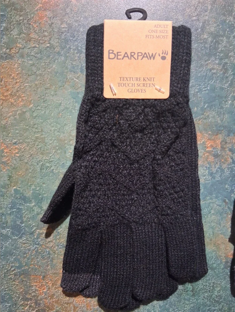 BearPaw Two-Pack Texture Knit Touchscreen Gloves - Black & Light Gray